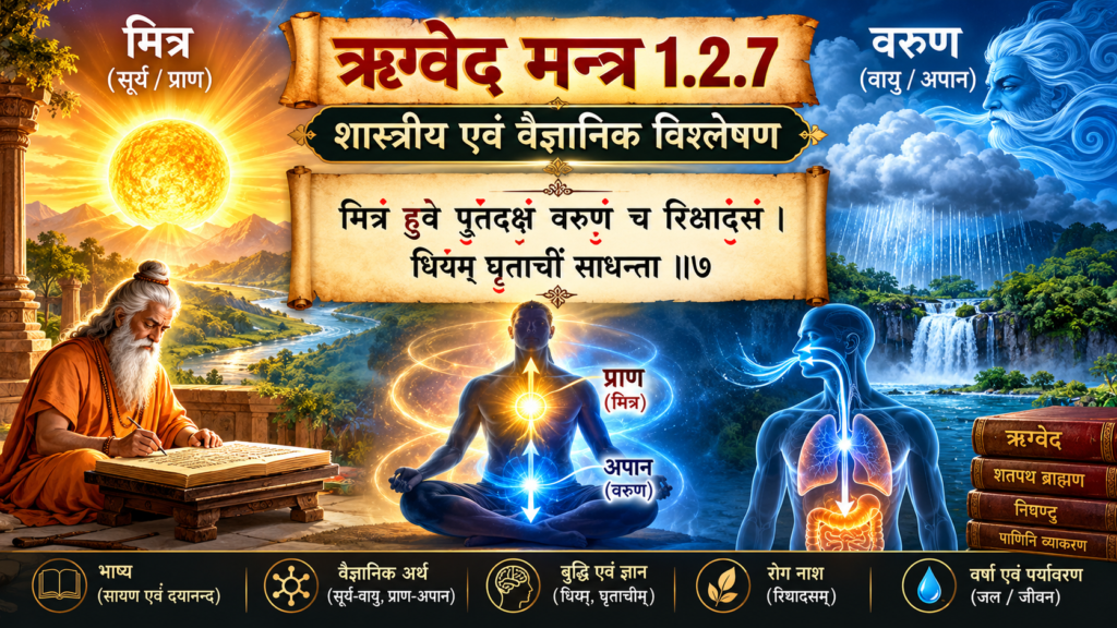 ऋग्वेद मन्त्र १.२.७ rigveda mantra sun, breath and cosmos